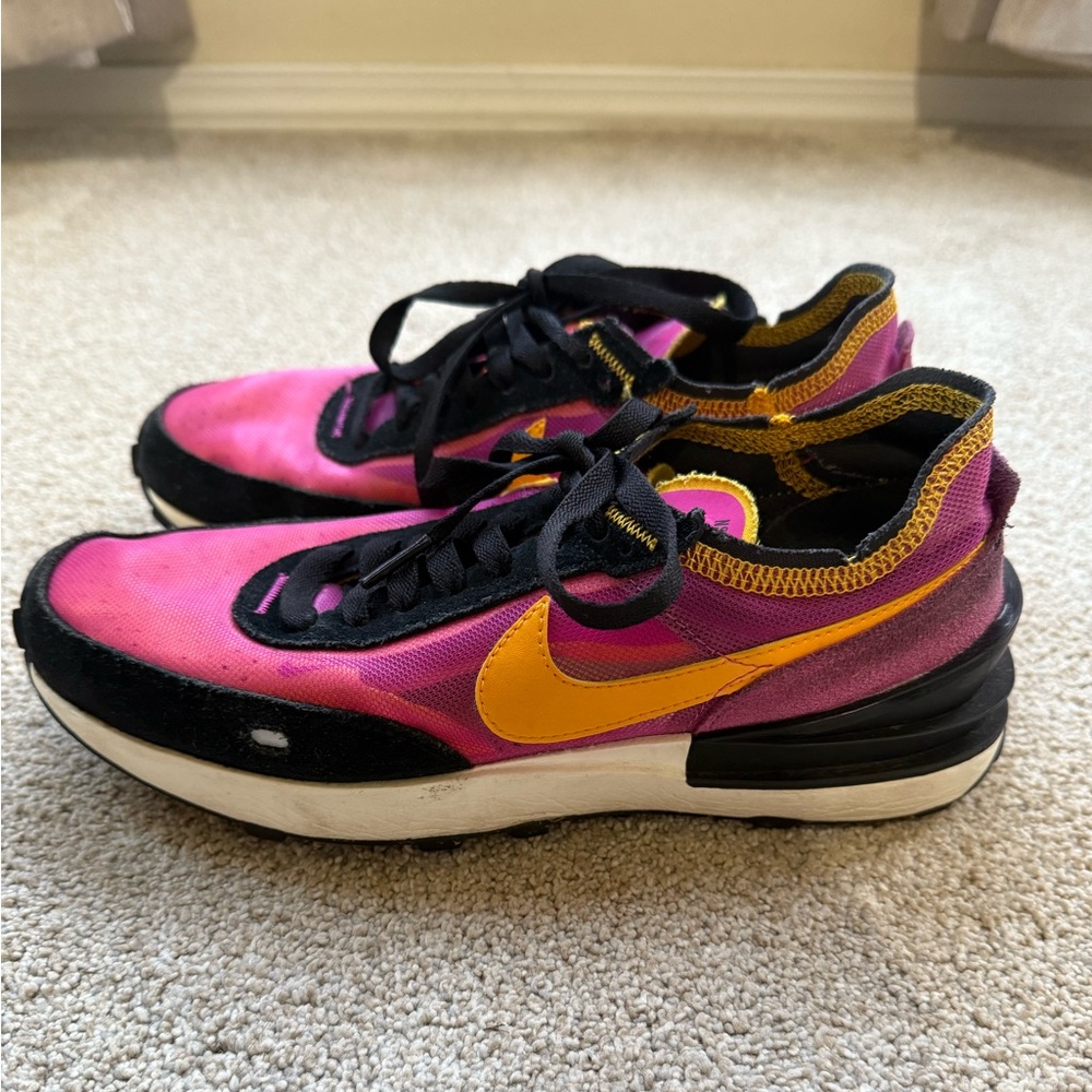 Nike Waffle One Sneaker Active Fuchsia University Gold and Black. Size 7 Women's